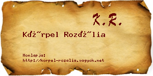 Körpel Rozália névjegykártya